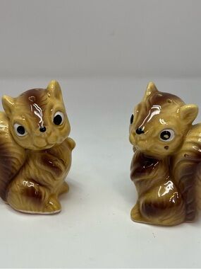 Vintage Ceramic Squirrel Salt and Pepper Shaker Set Mid Century Decor Retro